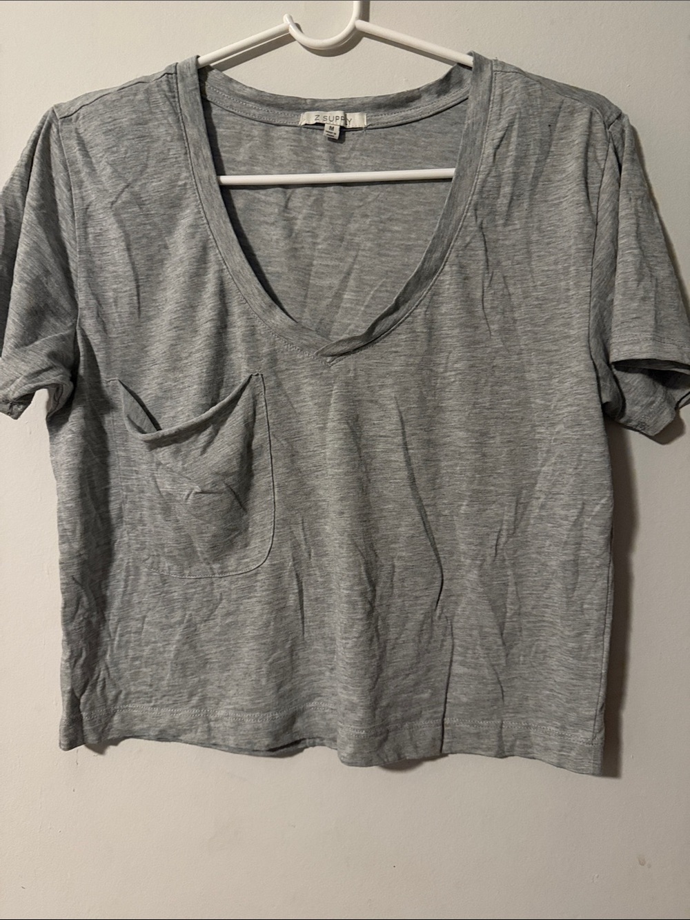 Z Supply Light Gray V-Neck Pocket Tee